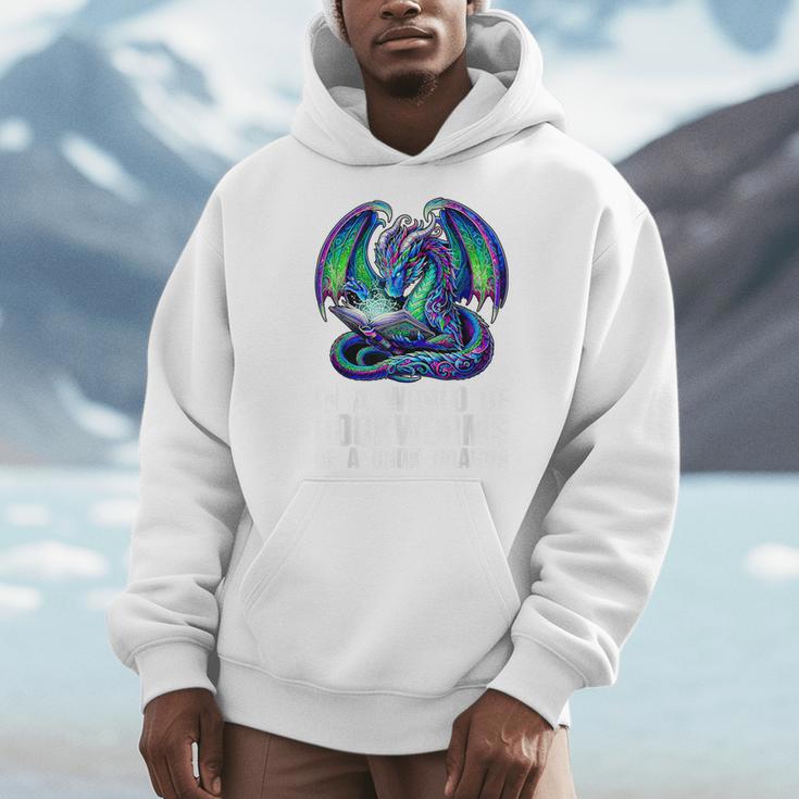 In a World Of Bookworms Be a Book Dragon Reading Men Hoodie In a World Of Bookworms Be a Book Dragon Reading Men Hoodie