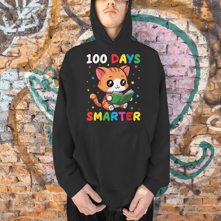 100 Days Smarter Happy Cute Cat Reading A Book Men Hoodie