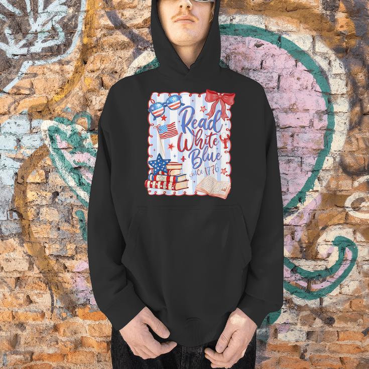 4th Of July Read Blue Patriotic Book Lovers Girl Women Men Hoodie