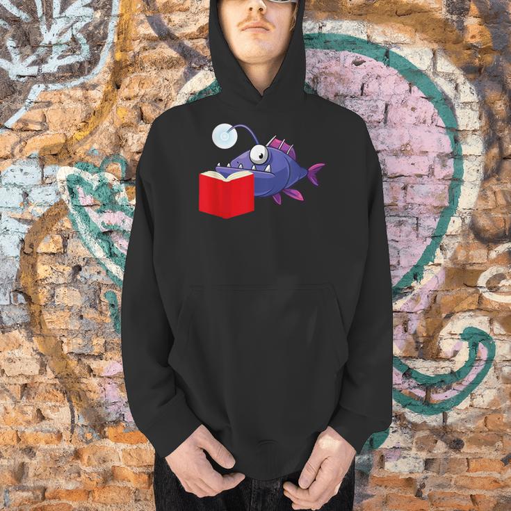 Anglerfish Reading Book Men Hoodie