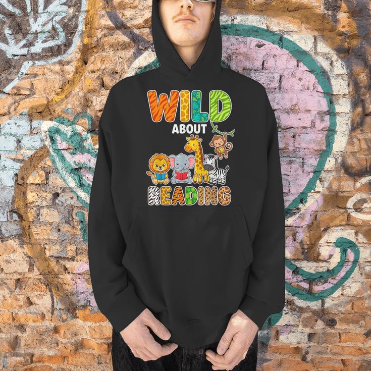 Animal Print For Boys Girls Kids Wild About Reading Books Men Hoodie Animal Print For Boys Girls Kids Wild About Reading Books Men Hoodie