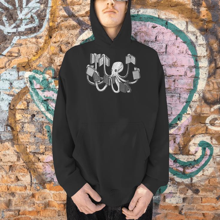 Armed With Knowledge Book Loving Octopus Librarian Art Men Hoodie