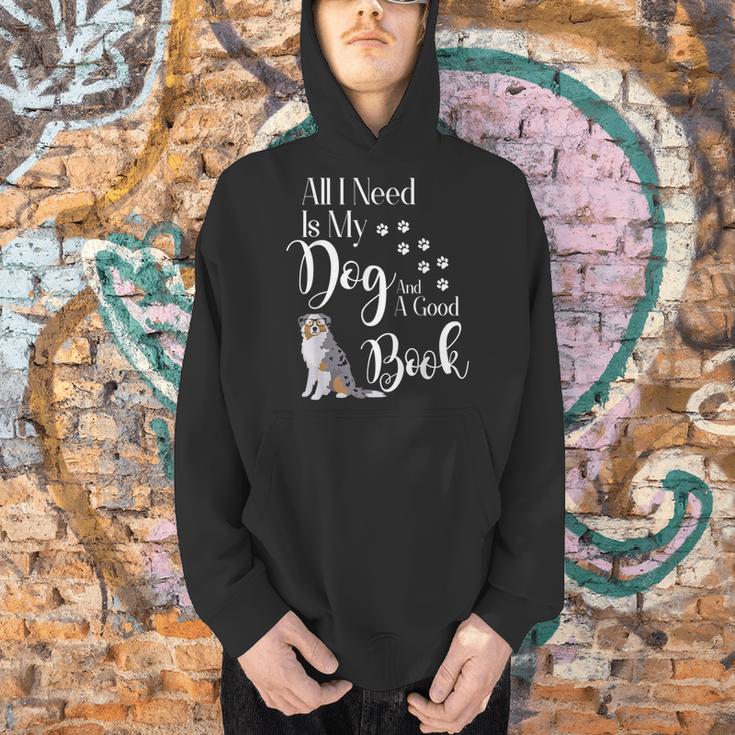 Australian Shepherd Dog Book Reading Love Mini Aussie Men Women Kids Men Hoodie