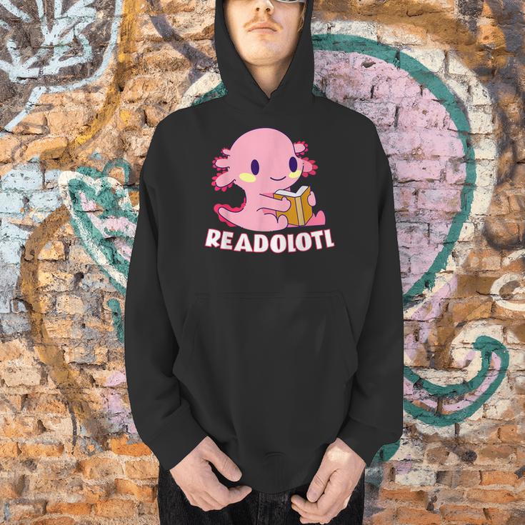 Axolotl Read Book Readolotl Ambystoma Mexicanum Walking Fish Men Hoodie