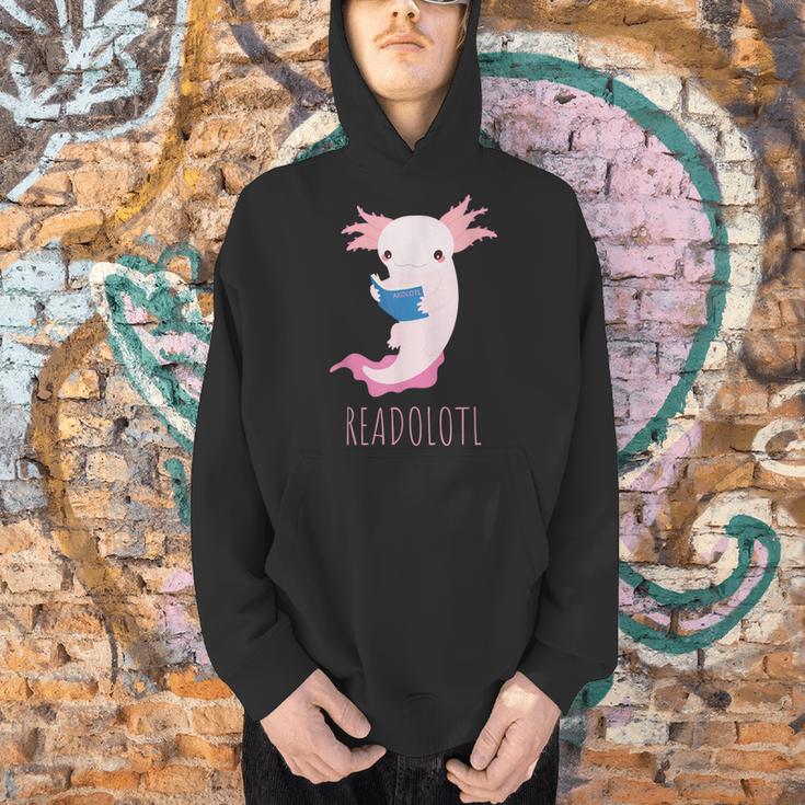 AXOLOTL Reads a Book READOLOTL Bookworm Axolotl Men Hoodie