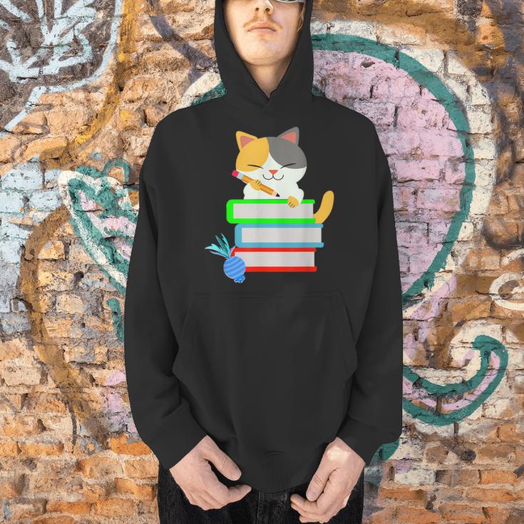 Back To School Kawaii Cat School Books Homework For Men Women Kids Men Hoodie