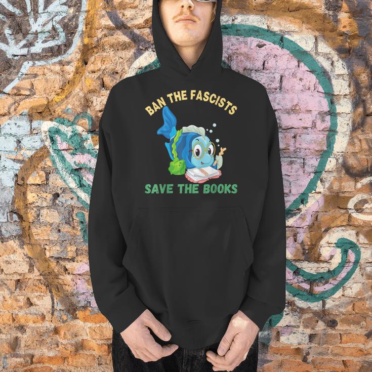Ban The Fascists Save The Books Book Lover Worm Fish Men Hoodie