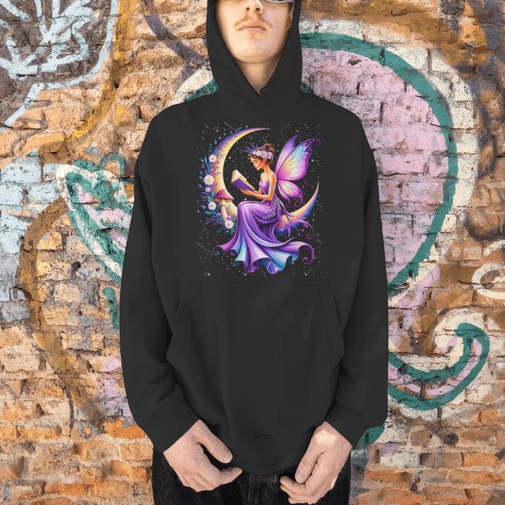 Beautiful Book Fairy Reading Crescent Moon Gothic Bookish Men Hoodie