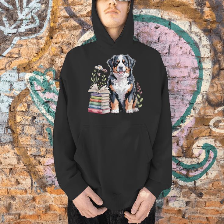Bernese Mountain Dog Berner Bookworm Flowers Book Reading Men Hoodie