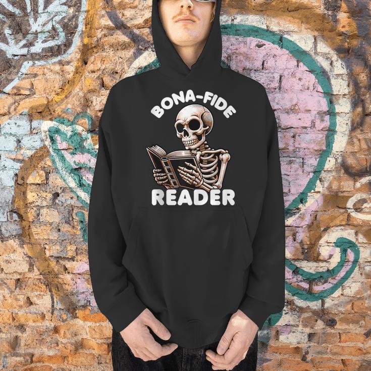 Bonafide Reader Cute Skeleton Reading a Book Lover Bookish Men Hoodie