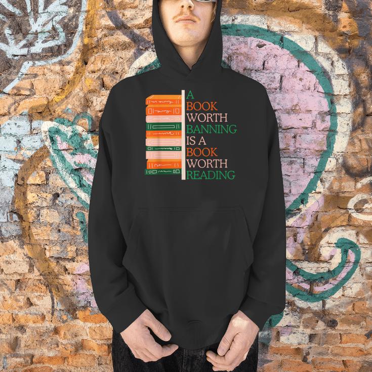 A Book Worth Banning Is a Book Worth Reading Banned Books Men Hoodie