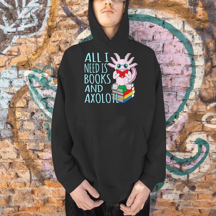 Books And Axolotl Kawaii Animal Axolotls Lover Owner Graphic Men Hoodie