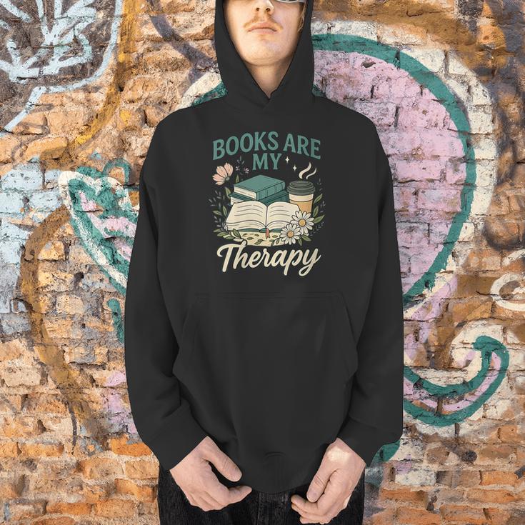 Books Are My Therapy Cozy Book Lover Reading & Coffee Men Hoodie Books Are My Therapy Cozy Book Lover Reading & Coffee Men Hoodie