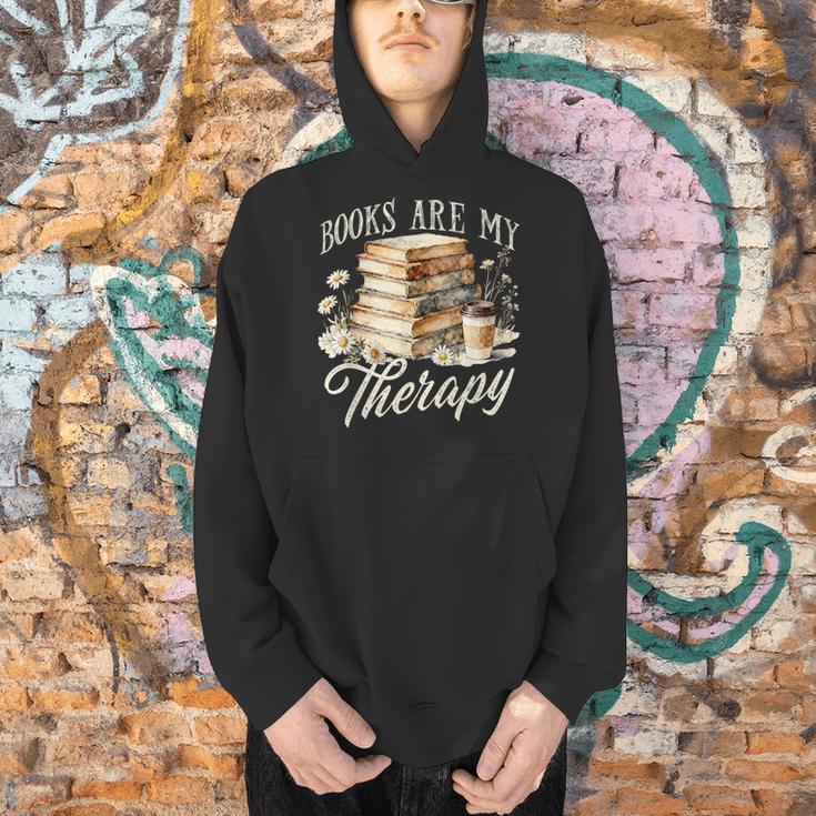 Books Are My Therapy Floral Book Lover Reading Bookworm Nerd Men Hoodie Books Are My Therapy Floral Book Lover Reading Bookworm Nerd Men Hoodie