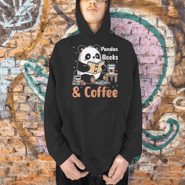 Books Reading Reader Panda Panda Books And Coffee Men Hoodie