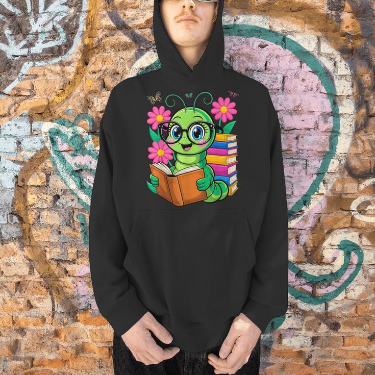 Bookworm Costume Kawaii Reading Worm For World Book Day Men Hoodie