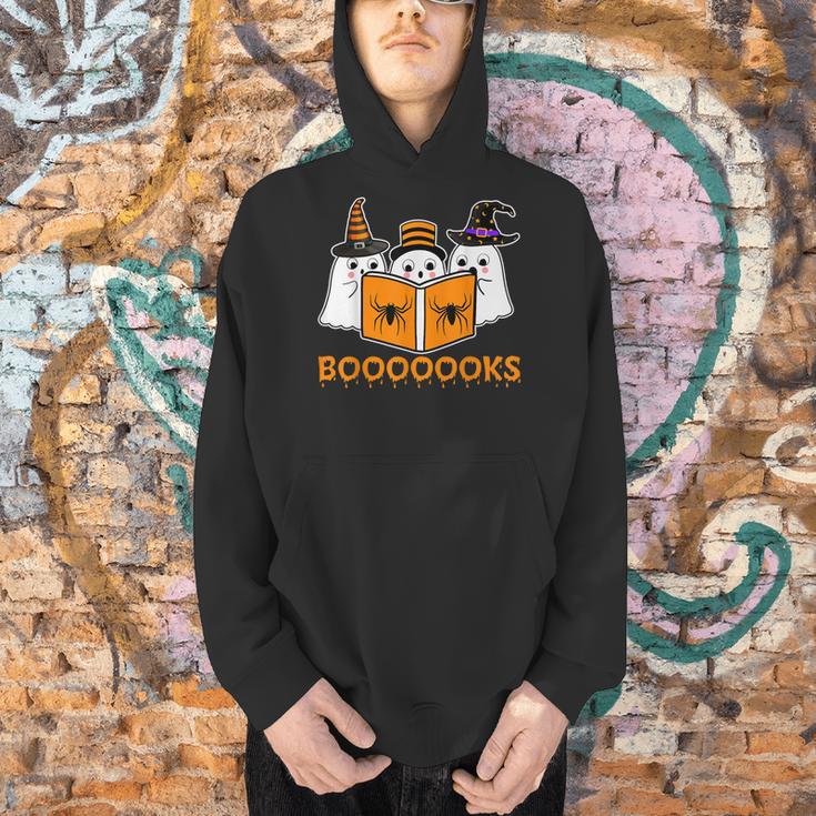 Booooks Ghost Boo Read Books Library Teacher Halloween Cute Men Hoodie