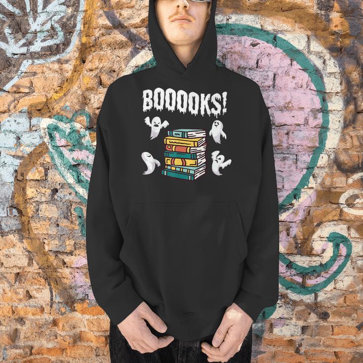 Booooks Ghost Reading Books Halloween Librarian Teacher Men Hoodie