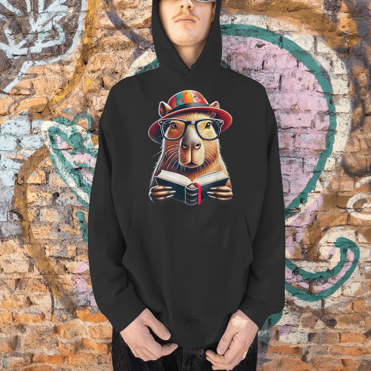 Capybara Bookworm Rodent Reading a Book Men Hoodie