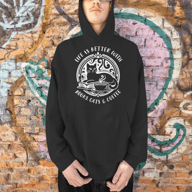Cat Book And Coffee Make Life Beautiful Cat Mum Men Hoodie