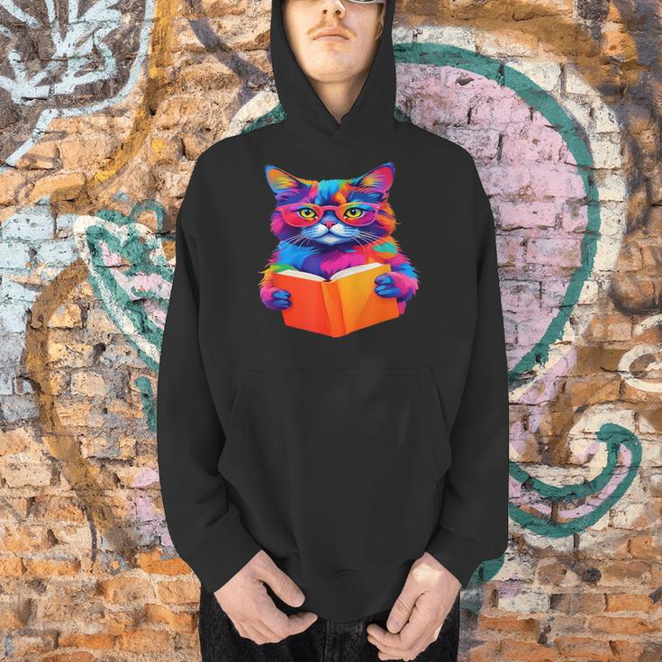Cat Book Shirt Colorful Cat Reading Book Men Hoodie Cat Book Shirt Colorful Cat Reading Book Men Hoodie