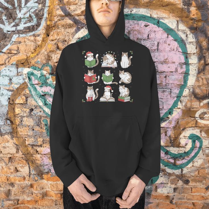 Cat Reading Book Funny Christmas Cat Book Lover Librarian Men Women Kids Men Hoodie