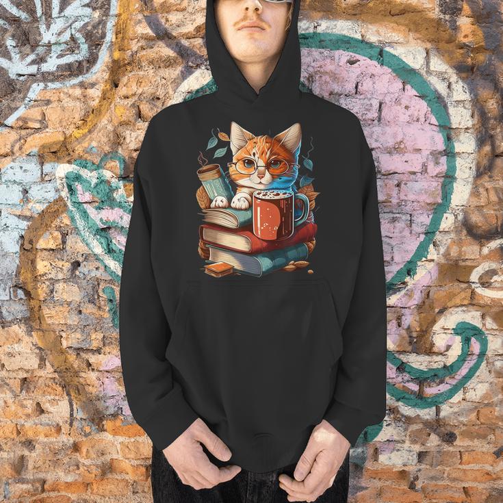 Cat Reading A Book Men Women Kids Men Hoodie