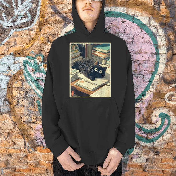 Cat Teacher Student School Last Day Books First 100th Day Men Hoodie