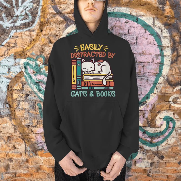 Cats And Books Easily Distracted By Cats And Books Men Hoodie