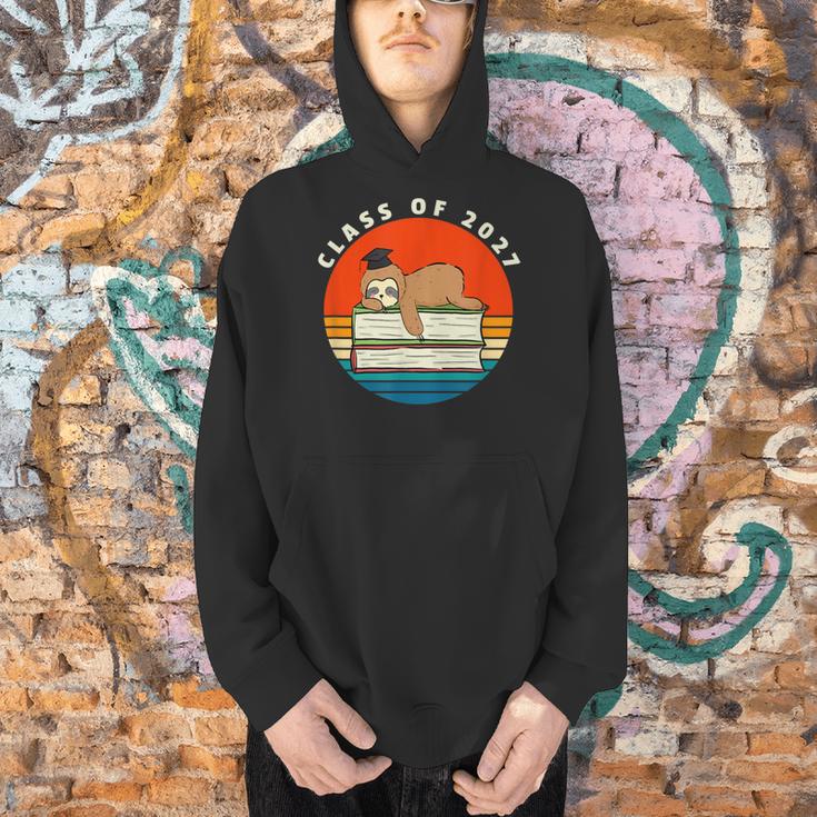 Class Of 2027 Meme Sloth Graduation Cap Sleeping On Books Men Hoodie