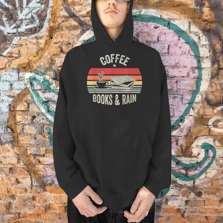 Coffee Books And Rain Retro Vintage Book Lover Reading Men Hoodie