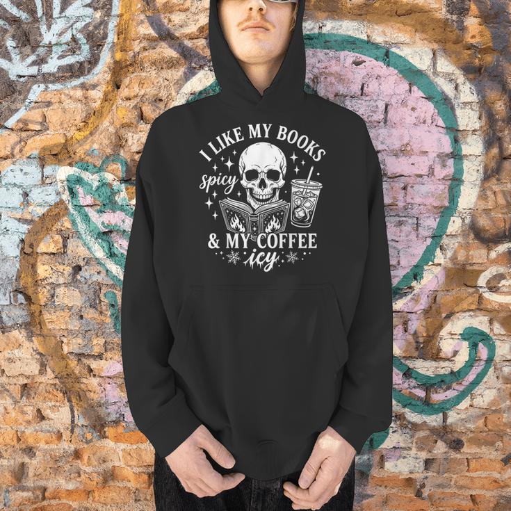 Coffee Skeleton I Like My Books Spicy And My Coffee ICY Men Hoodie