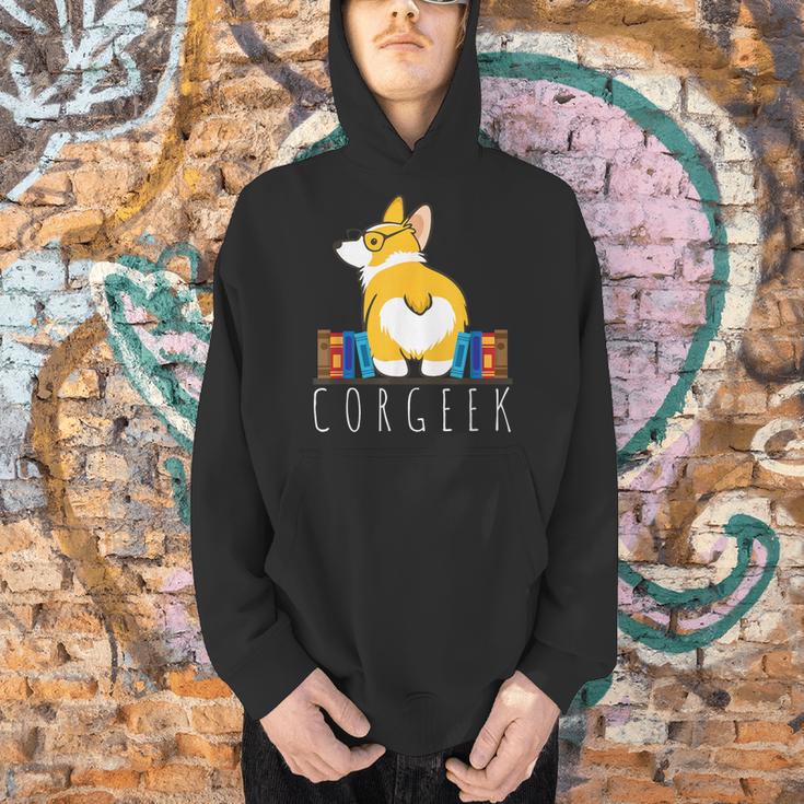 Corgi Corgeek Book Nerd Geek Dog Shirt T-Shirt Men Hoodie