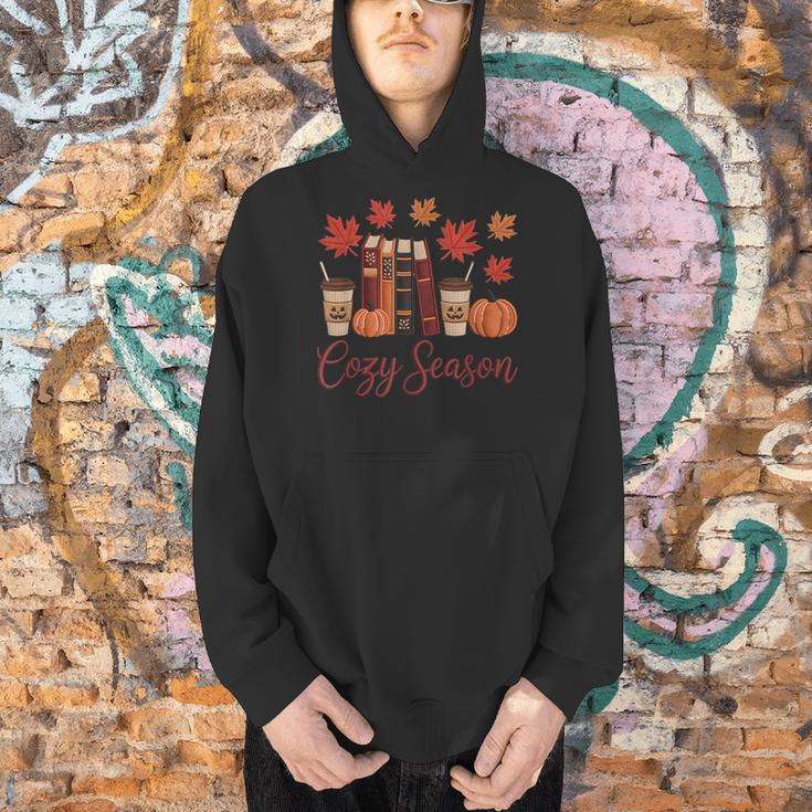 Cozy Season Autumn Leaves Books Pumpkins Fall Halloween Men Hoodie Cozy Season Autumn Leaves Books Pumpkins Fall Halloween Men Hoodie