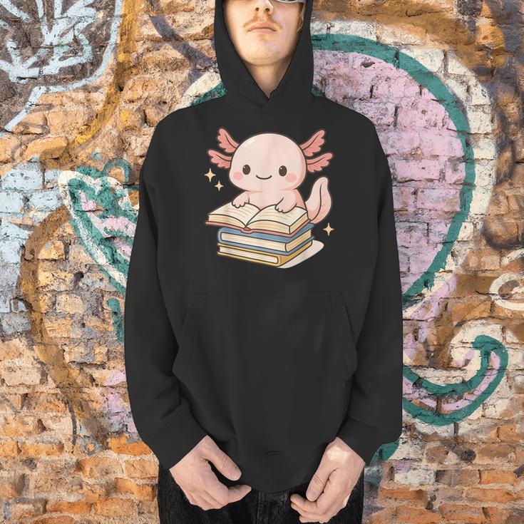 Cute Axolotl Reading Books Shirt Kawaii Axolotl Lover Men Hoodie