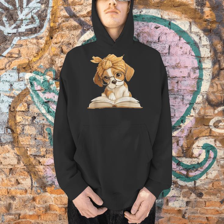Cute Beagle Puppy Reading Book Lover Dog Animal Graphic Men Hoodie Cute Beagle Puppy Reading Book Lover Dog Animal Graphic Men Hoodie
