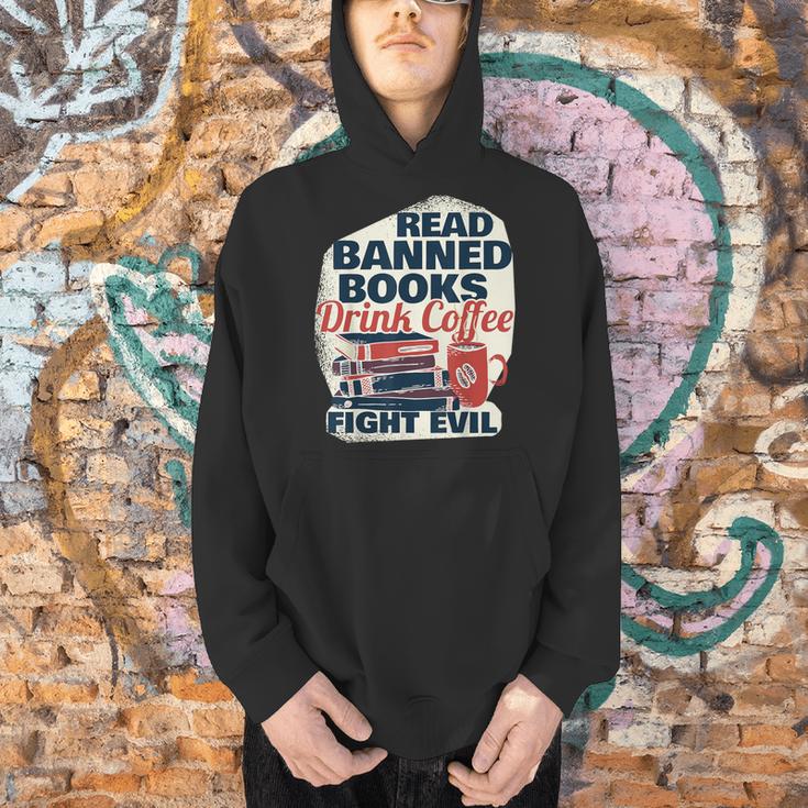 Cute Bookworm Tees Read Banned Books Drink Coffee Small -Adults Men Hoodie