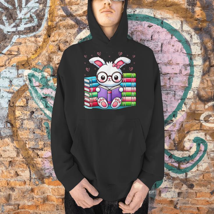 Cute Bunny Reader Rabbit Book Lover Reading Men Hoodie