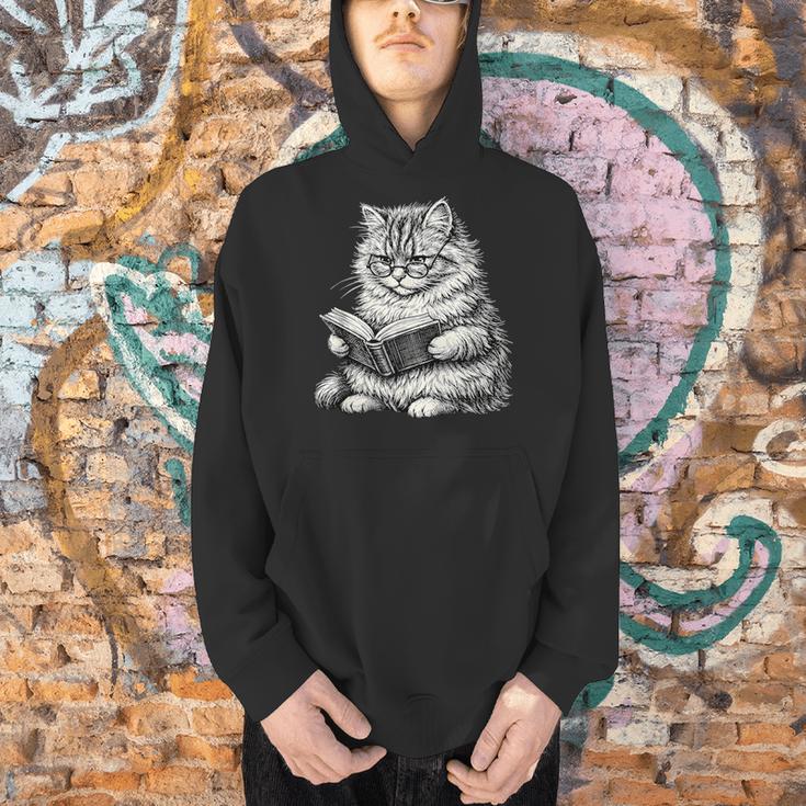 Cute Cat Reading Book Adorable Cats Books Lover Men Hoodie Cute Cat Reading Book Adorable Cats Books Lover Men Hoodie