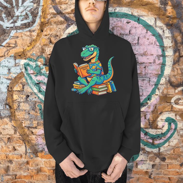 Cute Dinosaur TalesRex Reading Books Lover Men Hoodie