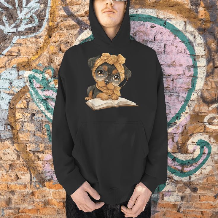 Cute Dog Reading Book Bandana Pup Reader Men Hoodie Cute Dog Reading Book Bandana Pup Reader Men Hoodie