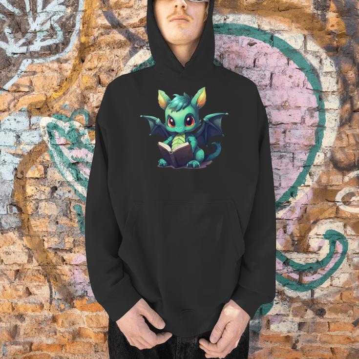 Cute Dragon With Book Men Hoodie