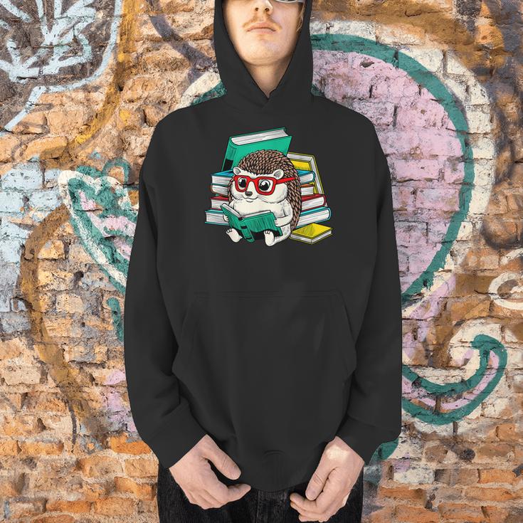 Cute Hedgehog Reading A Book Nerd Readers Men Hoodie Cute Hedgehog Reading A Book Nerd Readers Men Hoodie