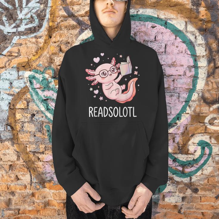 Cute Kawaii Readsolotl Axolotl Reading Book Pun Men Hoodie