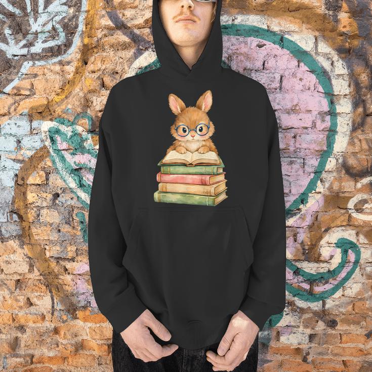 Cute Rabbit Bunny Reading Book Easter Day Teacher Librarian Men Hoodie Cute Rabbit Bunny Reading Book Easter Day Teacher Librarian Men Hoodie
