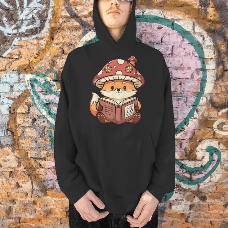 Cute Shiba Inu Mushroom Hat Reading Book Art Men Hoodie