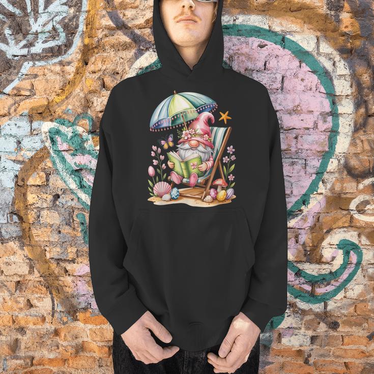 Cute Summer Relaxing Gnome Art For Book Lovers Men Hoodie