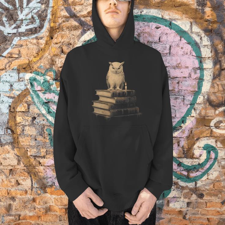 Dark Academia Vintage Owl On Books With Candle Library Men Hoodie