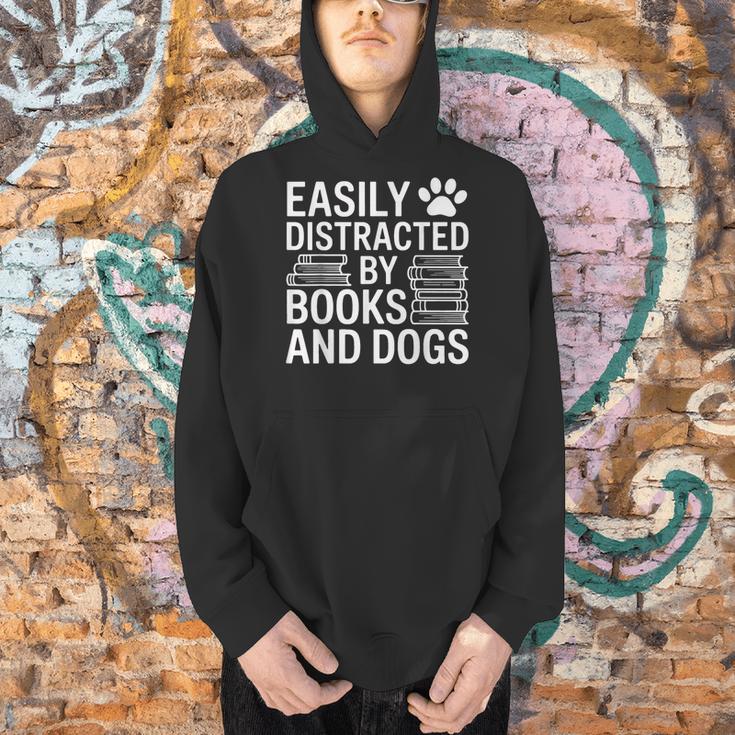 Dog Owner Bookworm Easily Distracted By Books And Dogs Men Hoodie