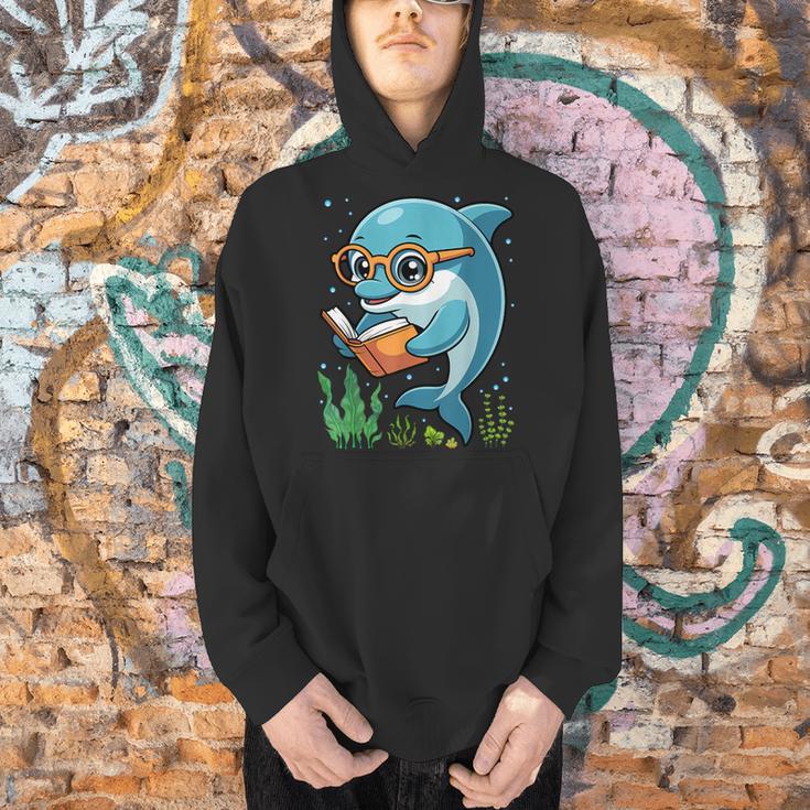 Dolphin Reading Book Matching Bookworm Librarian Books Lover Men Hoodie